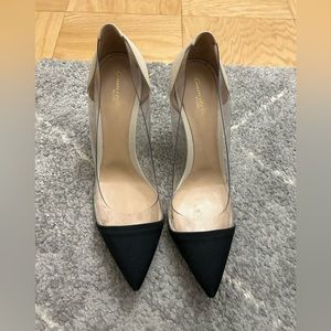 Gianvito Rossi Plexi 85 Leather, Pvc And Grosgrain Pumps In Black.